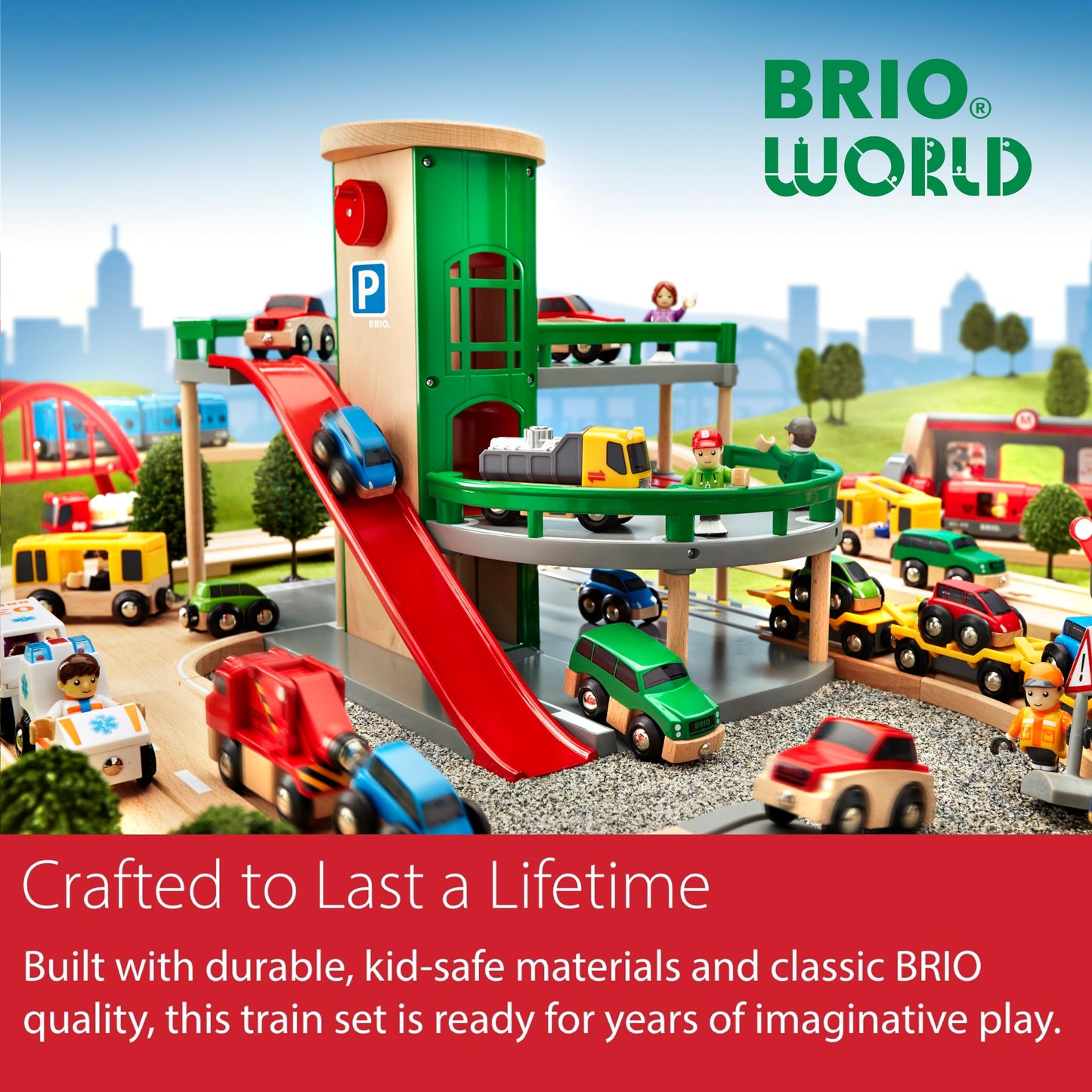 BRIO World Battery Operated Action Train - Motorized for Wooden Tracks - Kids Electric Set - Includes Moving Coal Wagon & Rotating Cement Mixer - Compatible with All Railway Sets - Kids Ages 3 & Up