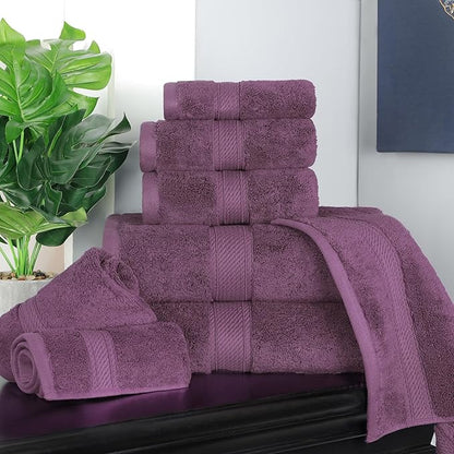 SUPERIOR Egyptian Cotton Pile 8 Piece Towel Set, Includes 2 Bath, 2 Hand