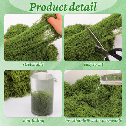 Ovveroche Fake Moss for Crafts 39" x 39" Faux Moss Mat with Base Fabric for Plants and 3.5 oz/ 100g Decorative Artificial Moss Green Faux Grass for Planters Crafts DIY Fairy Garden(Light Green)