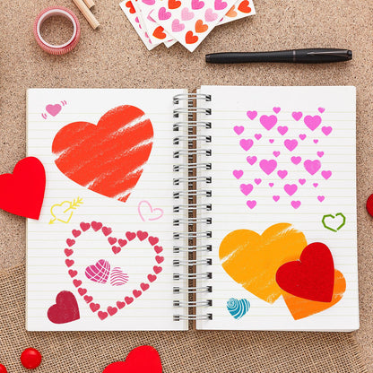 JarThenaAMCS 16Pcs Heart Shaped Stencils Assorted Stencils Reusable Love Heart Plastic Drawing Painting Template for Mother's Day Valentine's Day DIY Art Craft Painting on Wood