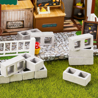 Civaner 50 Pcs Miniature 1/12 Scale Mini Bricks Concrete Tiny Dollhouse Accessories for Kitchen Garden Landscaping Model Architect Buildings DIY Construction Office Desk Toys Supplies (Gray-Square)