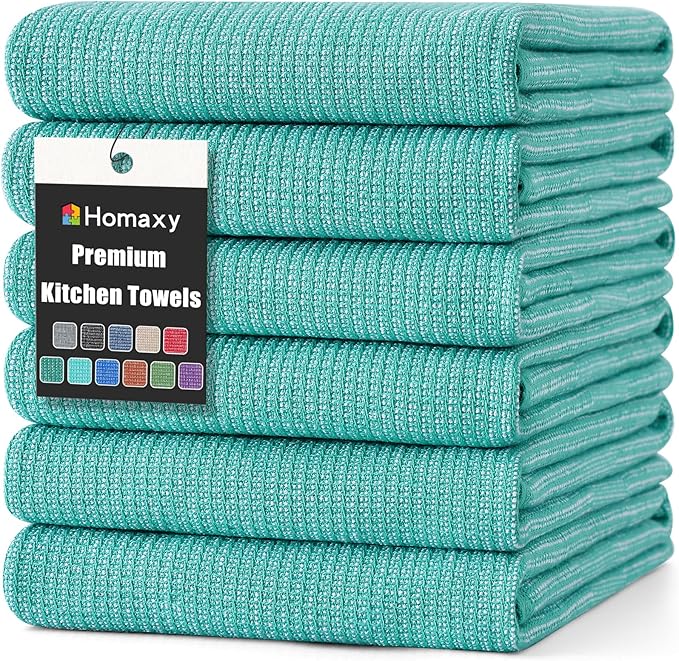 Homaxy Premium Kitchen Towels, Large Cotton Kitchen Hand Towels, Flat and Terry