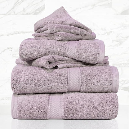 SUPERIOR Egyptian Cotton Pile 6 Piece Towel Set, Includes 2 Bath, 2 Hand