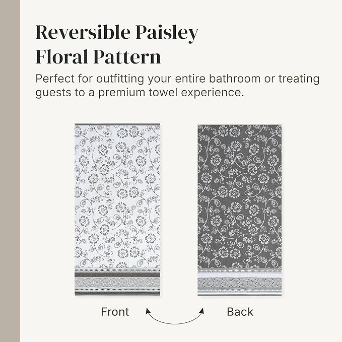 Modern Threads Ophelia 6-Piece 100% Cotton Towel Set – Reversible Yarn Dyed