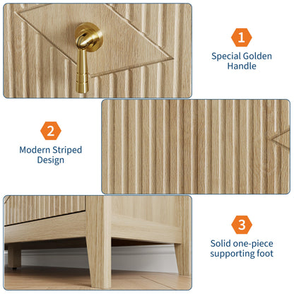 GarveeHome Fluted Dresser for Bedroom, 54 Inch Wide 6-Drawer Wood Dresser, Modern Chest of Drawers, Storage Organizer Cabinet for Living Room, Hallway, Entryway, Natural Oak