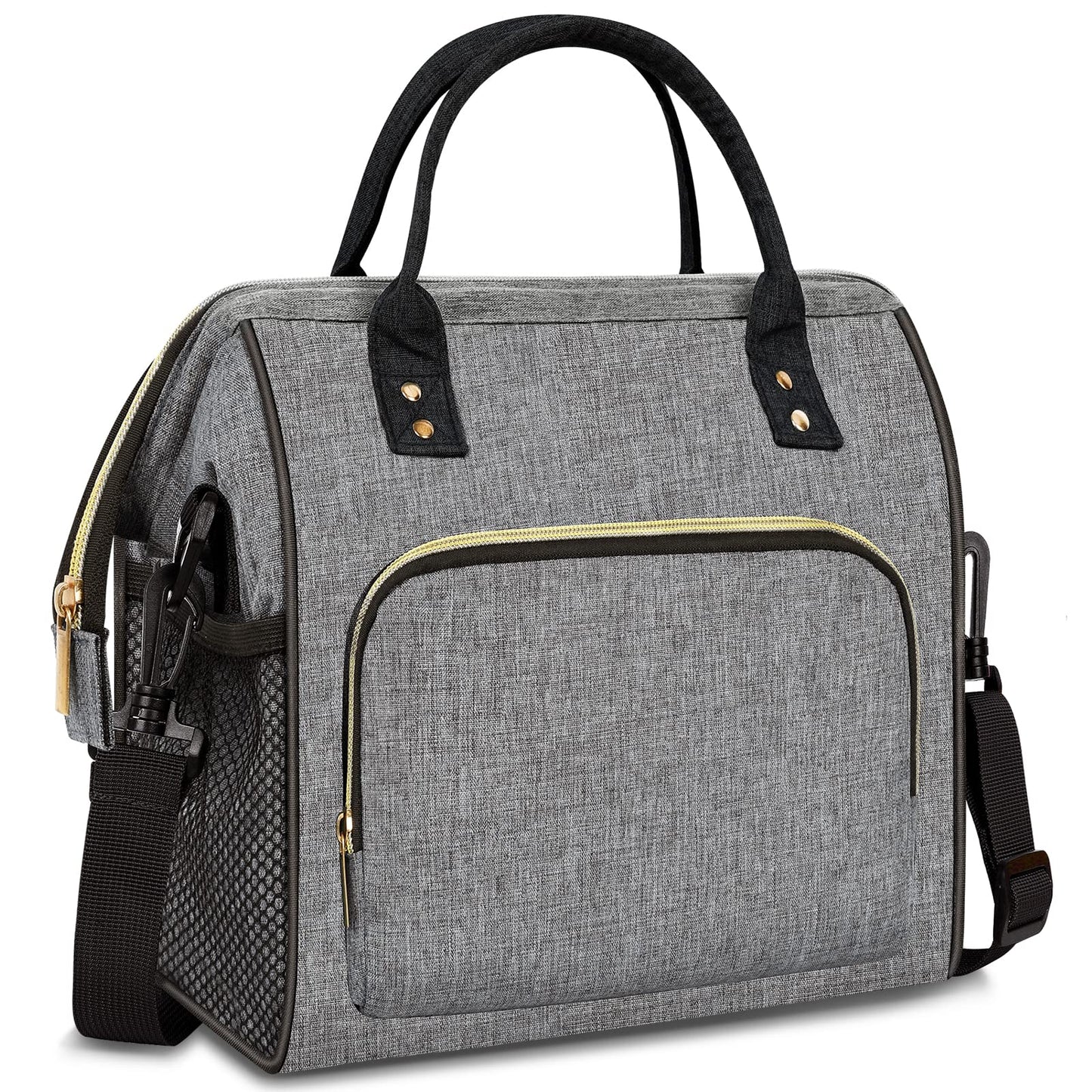 IDEATECH Large Insulated Lunch Bags for Work, Leakproof Lunch Box for Women & Men, Lunch Tote Cooler Bags with Adjustable Shoulder Strap for Teacher, Nurse, Mom, Womens Lunchbox Gifts (Grey)