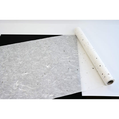 Korean Mulberry Paper HanJi Natural Fiber Texture Gift Wrapping Packaging Decorative Wallpaper UnYong-Ji Roll White with Mulberry bark Spots 54Cm x 20m (21.3 x 787.4 Inches)