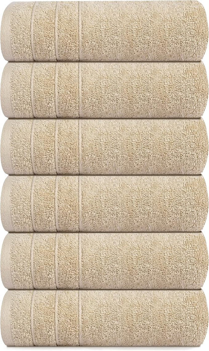 Tens Towels Pack of 6 Hand Towels, 100% Cotton, Lighter Weight, Quick to Dry