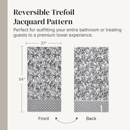 Modern Threads Trefoil Filigree 6-Piece 100% Cotton Towel Set – Reversible Yarn