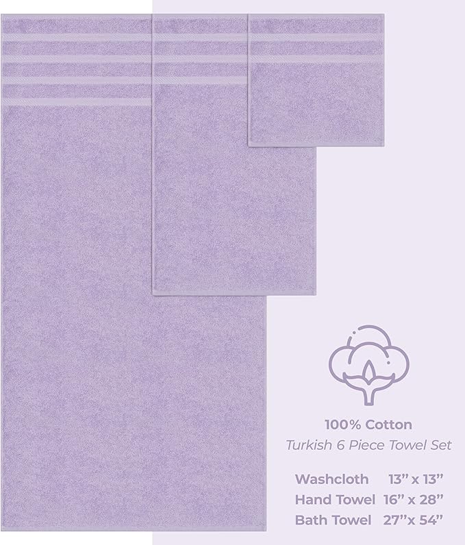 American Soft Linen Luxury 6 Piece Towel Set, 2 Bath Towels 2 Hand Towel 2