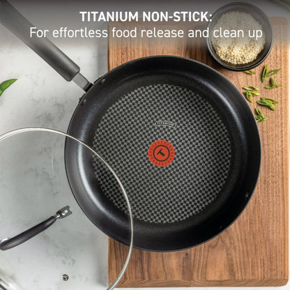 T-Fal Ultimate Hard Anodized Nonstick Fry Pan With Lid 12 Inch, Oven Broiler Safe 400F, Lid Safe 350F, Cookware, Pots and Pans, Kitchen Frying Pans, Skillets, Home, Dishwasher Safe, Black