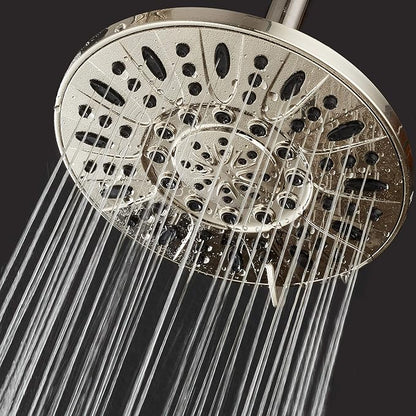 AquaDance BRUSHED NICKEL High Pressure 6-Setting 7" Rain Shower Head – Angle Adjustable, Anti-Clog Showerhead Jets, Tool-Free Installation - USA Standard Certified - Top U.S. Brand