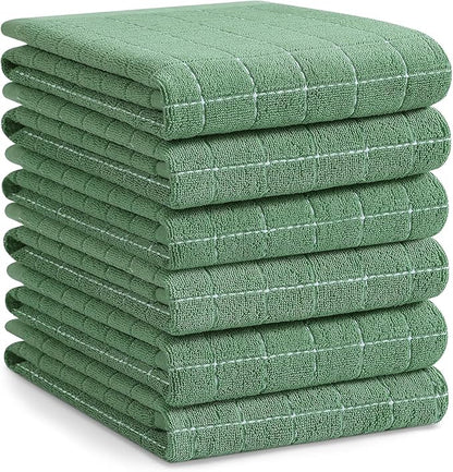 Homaxy 100% Cotton Terry Kitchen Towels, Checkered Designed, Soft and Super