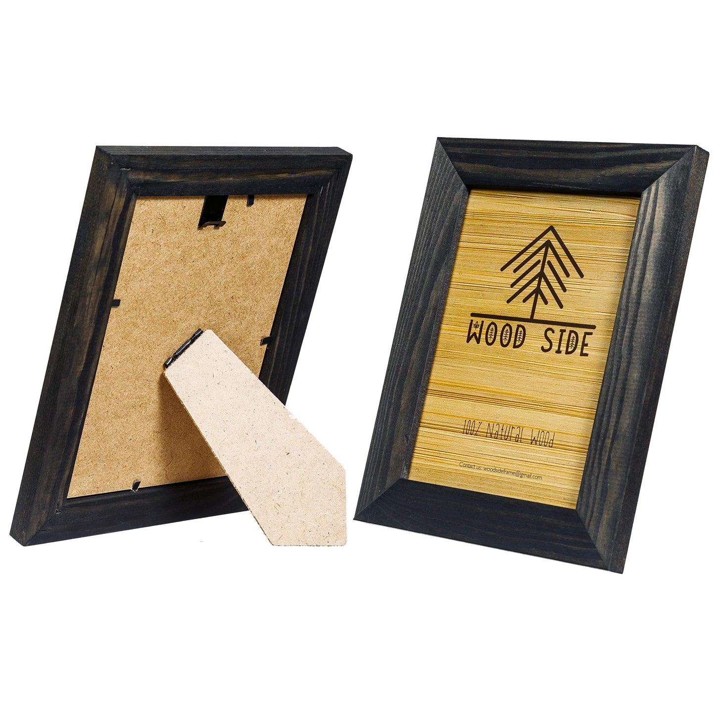 8.5 x 11 Wooden Rustic Picture Frames - Set of 2 for Diploma Documents and Certificates Wall Mount and Tabletop - Natural Wood Photo Frame - Charcoal
