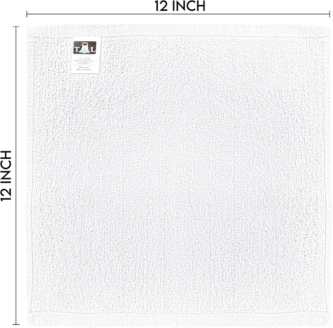 Towel and Linen Mart 100% Cotton - 24 PK Wash Cloth Set - White Color Flannel Face Cloths, Highly Absorbent and Soft Feel Fingertip Towels (White, Pack of 24)