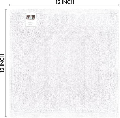 Towel and Linen Mart 100% Cotton - 24 PK Wash Cloth Set - White Color Flannel Face Cloths, Highly Absorbent and Soft Feel Fingertip Towels (White, Pack of 24)
