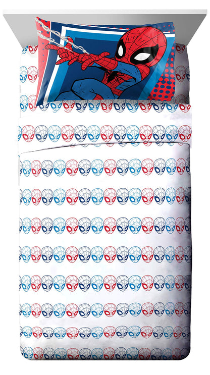 Jay Franco Marvel Super Hero Adventures Go Spidey 4 Piece Toddler Bed Set – Super Soft Microfiber Bed Set Includes Toddler Size Comforter & Sheet Set - Bedding Features Spiderman