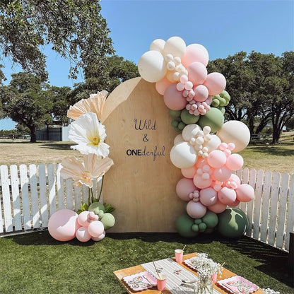 Baby in Bloom Balloon Arch Kit, 134Pcs Dusty Sage Green and Pastel Pale Pink Cream White Beige Light Gold Floral Balloon Garland for Girls Boho Baby Shower Flower Birthday Garden Tea Party Decorations