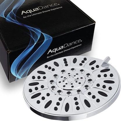 AquaDance Chrome High Pressure 6-Setting, 7" Rainfall Shower Head – Tested to Meet US Quality Standards, Angle-Adjustable, with Tool-Free Installation Finish – 1.8 GPM