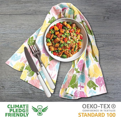 Urban Villa Collection Kitchen Towels Tulip Flowers Multi Color Premium Quality