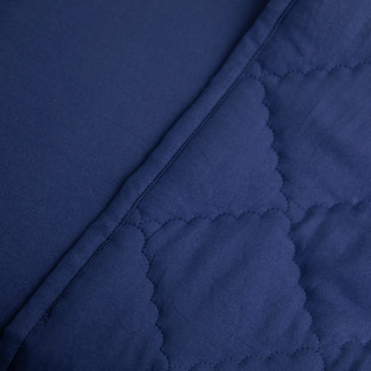FLXXIE 4 Pieces Toddler Bedding Set, Soft and Breathable Microfiber Crib Sheet Set, Includes Quilted Comforter, Flat Top Sheet, Fitted Sheet, Envelope Pillow Case for Boys and Girls, Navy Blue