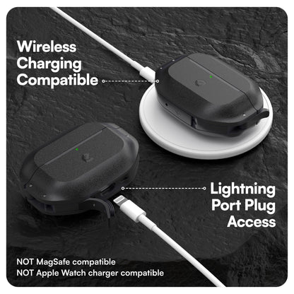 Keybudz for Waterproof AirPods Pro 3 Case with Lock - IP68 Waterproof and Dust Proof, Shockproof Protector, Heavy Duty Rugged Protection, Drop Proof Hard Cover for AirPods Pro 3rd Gen (Carbon Black)