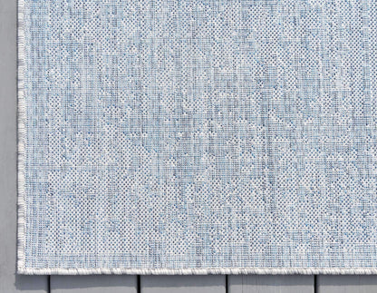 Unique Loom Outdoor Traditional Collection Area Rug - Timeworn (2' x 8' Runner, Blue/ Gray)