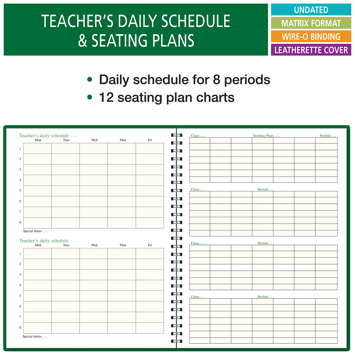 6 Period Wide Teacher Lesson Plan; Days Vertically Down The Side (6WPL)