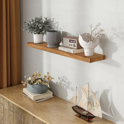 Fun Memories Wood Floating Shelves 40 Inch Long, Solid Elm Wood Wall Shelves Set of 1 for Kitchen, Living Room, Bedroom, Wall-Mounted Rustic Wooden Bathroom Shelf Storage Shelf for Farmhouse, Natural