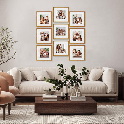Sheffield Home 9 Piece Gallery Wall Frame Set, 12x12 Inch, Antique Bronze