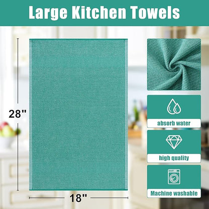 Homaxy Premium Kitchen Towels, Large Cotton Kitchen Hand Towels, Flat and Terry
