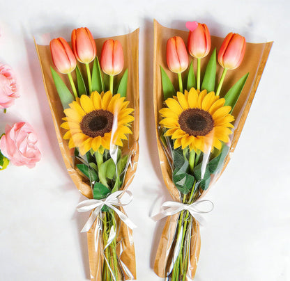 50 Pack Flower Bags for Bouquets, Brown Kraft Flower Bouquet Bags, Wrapping Sleeves for Florist Supplies, Gift Packaging for Wedding Birthday Valentine’s Day Mother‘s Day 9.8x3.9x17.9 Inches