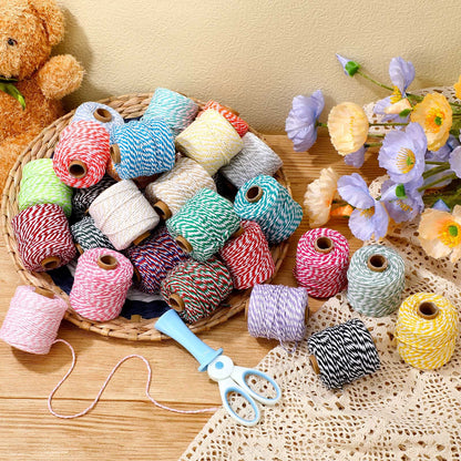 30 Rolls Colourful Bakers Twine for Crafts 2mm Cotton String Craft String Wrapping Wedding Home Decor Gardening