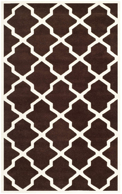 SAFAVIEH Chatham Collection 3' x 5' Dark Brown / Ivory CHT735R Handmade Trellis Premium Wool Area Rug