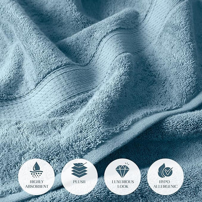 SUPERIOR Solid Egyptian Cotton Towel Set, Washcloths 13” x 13”, Hand Towels 20”