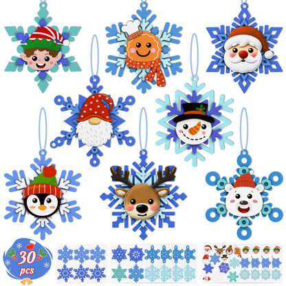 80UncleKimby 30pcs Christmas Winter Crafts for Kids - DIY Snowflake Felt Ornament Kit for Holiday Party, Classroom Arts and Craft Kits Bulk