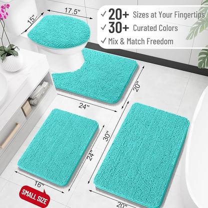 OLANLY Large Bathroom Rugs 47x32, Extra Soft Absorbent Chenille Bath Rugs, Rubber Backing Quick Dry, Machine Washable Bath Mats for Bathroom Floor, Tub and Shower, Home Decor Accessories, Teal