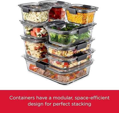 Rubbermaid Brilliance Glass Food Storage Containers, 3.2 Cup, Leak-Proof