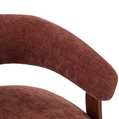 Christopher Knight Home Kled Upholstered Lounge Chair Indoor with Wooden Frame, Modern Accent Chair for Living Room, Comfy Reading Armchair with 3 Legs Design, Thick Cushions, Coral + Walnut