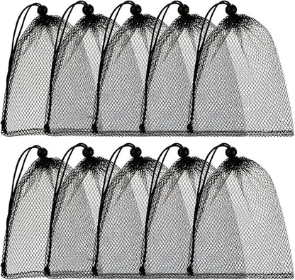 TecUnite 10 Pcs Mesh Bags Drawstring Laundry Bags Large Nylon Mesh Gift