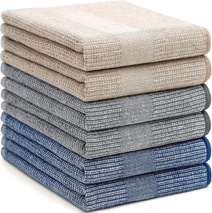 Homaxy Premium Kitchen Towels, Large Cotton Kitchen Hand Towels, Flat and Terry