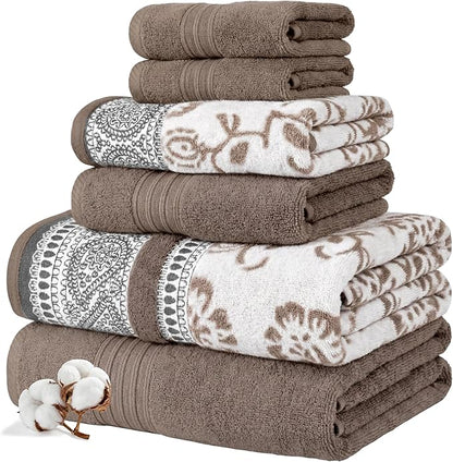 Modern Threads Ophelia 6-Piece 100% Cotton Towel Set – Reversible Yarn Dyed