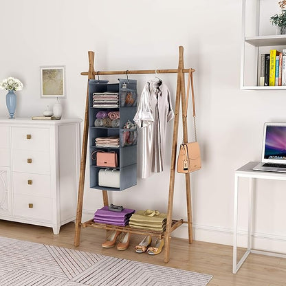 MAX Houser 5 Shelf Hanging Closet Organizer, Space Saver, Cloth Hanging Shelves