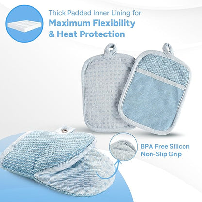 Casa Platino Silicone Oven Mitts Set, 8-Piece – 500°F Heat Resistant Mini Oven