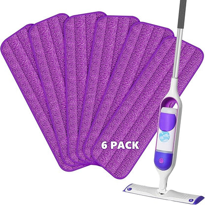 HOMTOYOU Reusable Pads Refills for Swiffer Power Mop: 6 Pack Microfiber Pad for