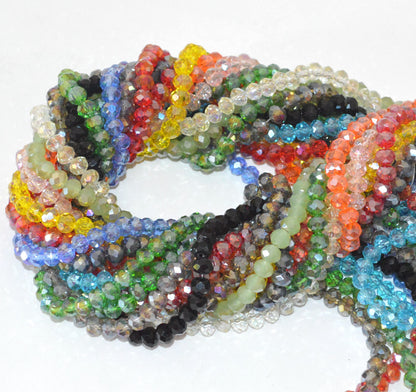 Catotrem Faceted Glass Crystal Beads Strands Briolette Rondelle Crystal Beads Spacer for Jewelry Making 15 Colors 1350pcs 6MM