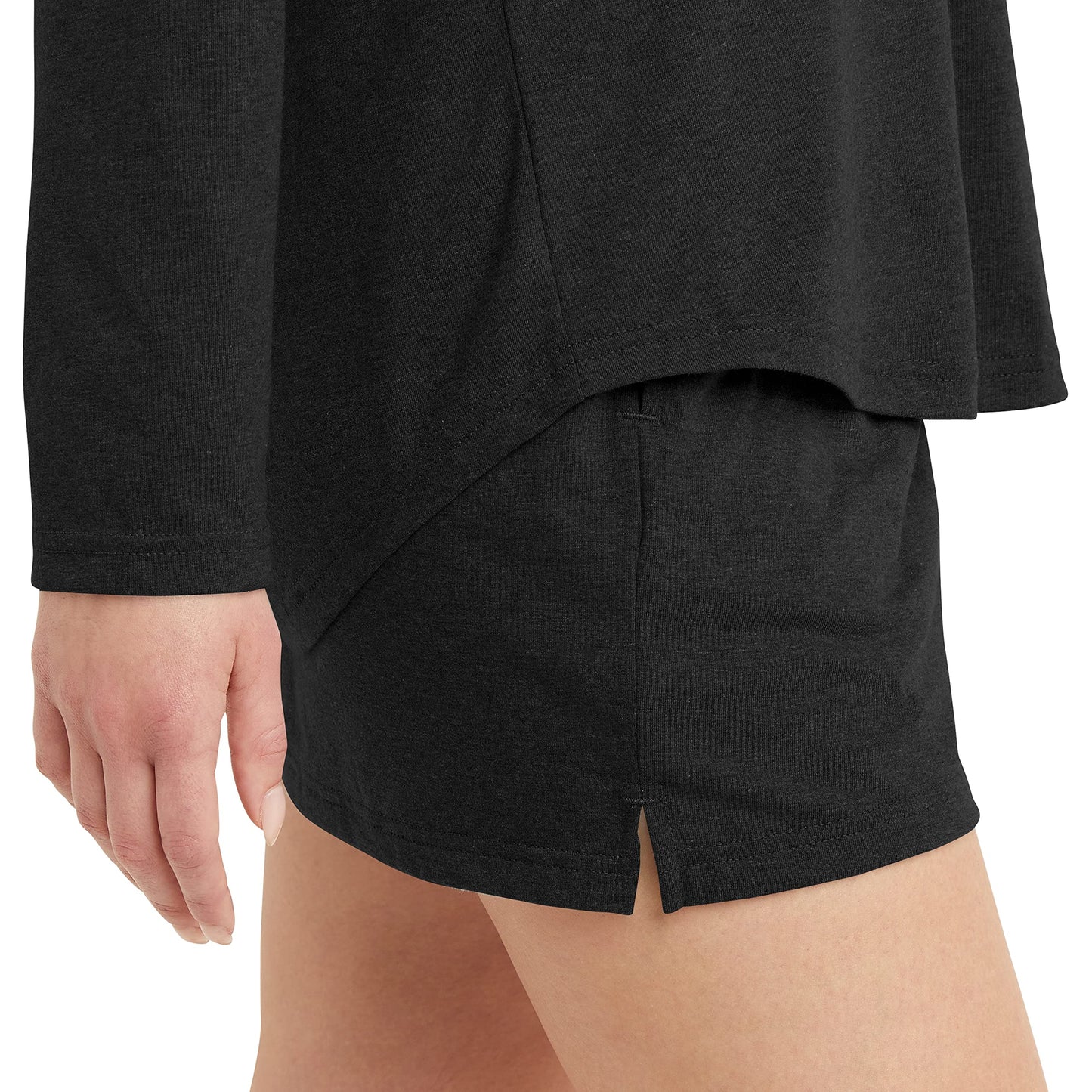 Hanes Comfortblend Standard Originals Tri-Blend Long-Sleeve T-Shirt, Crewneck Tee for Women, Relaxed Fit, Plus Sizes, Black, 2X Large