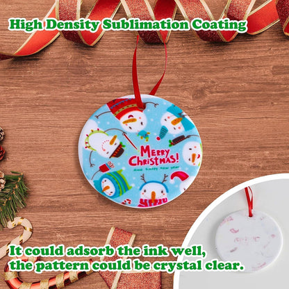 Ceramic Sublimation Ornaments Blank Christmas Personalized Ornament 30 PCS 3.5 Inch Round White Bulk DIY Chritsmas Tree Decoration