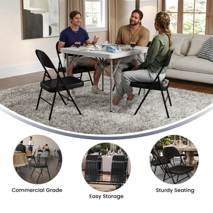 Flash Furniture HERCULES Series Double Braced Black Metal Folding Chair (Pack of 2)