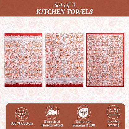 Maison d' Hermine Kitchen Towels Set of 3 100% Cotton 20" x 27.5" Reusable